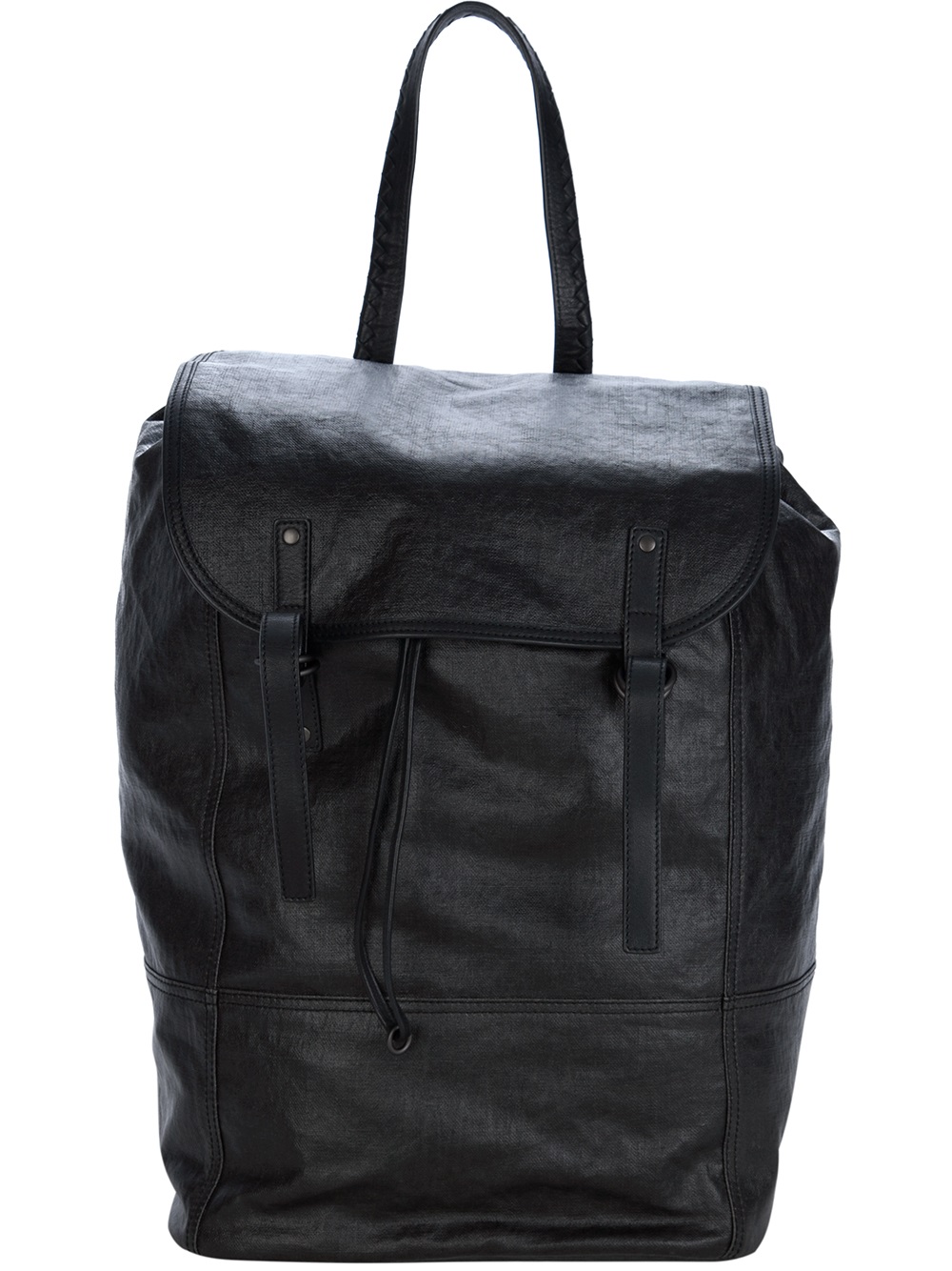 Lyst - Bottega Veneta Leather Backpack in Black for Men