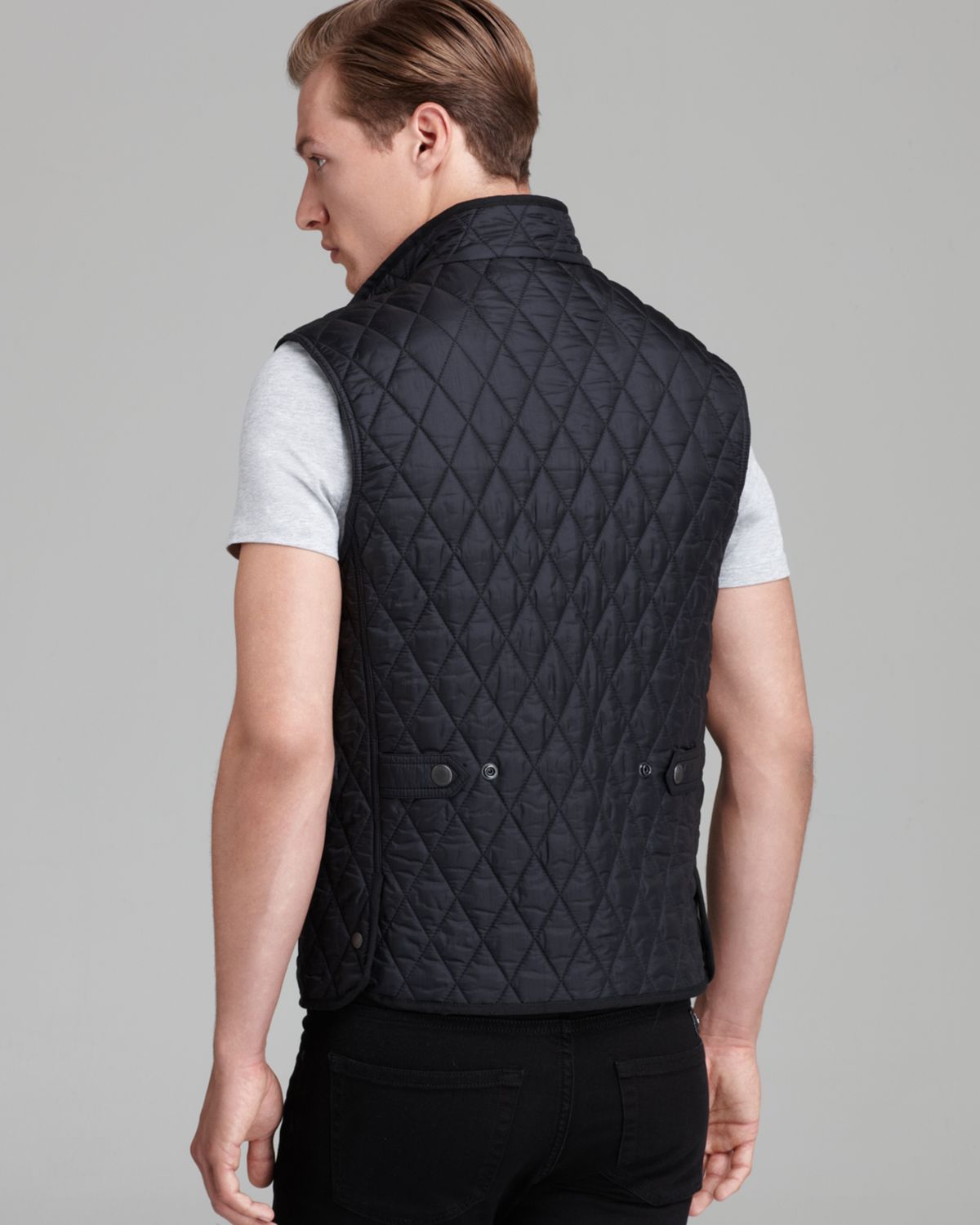 Burberry Haymarket Diamond Quilted Vest in Black for Men | Lyst