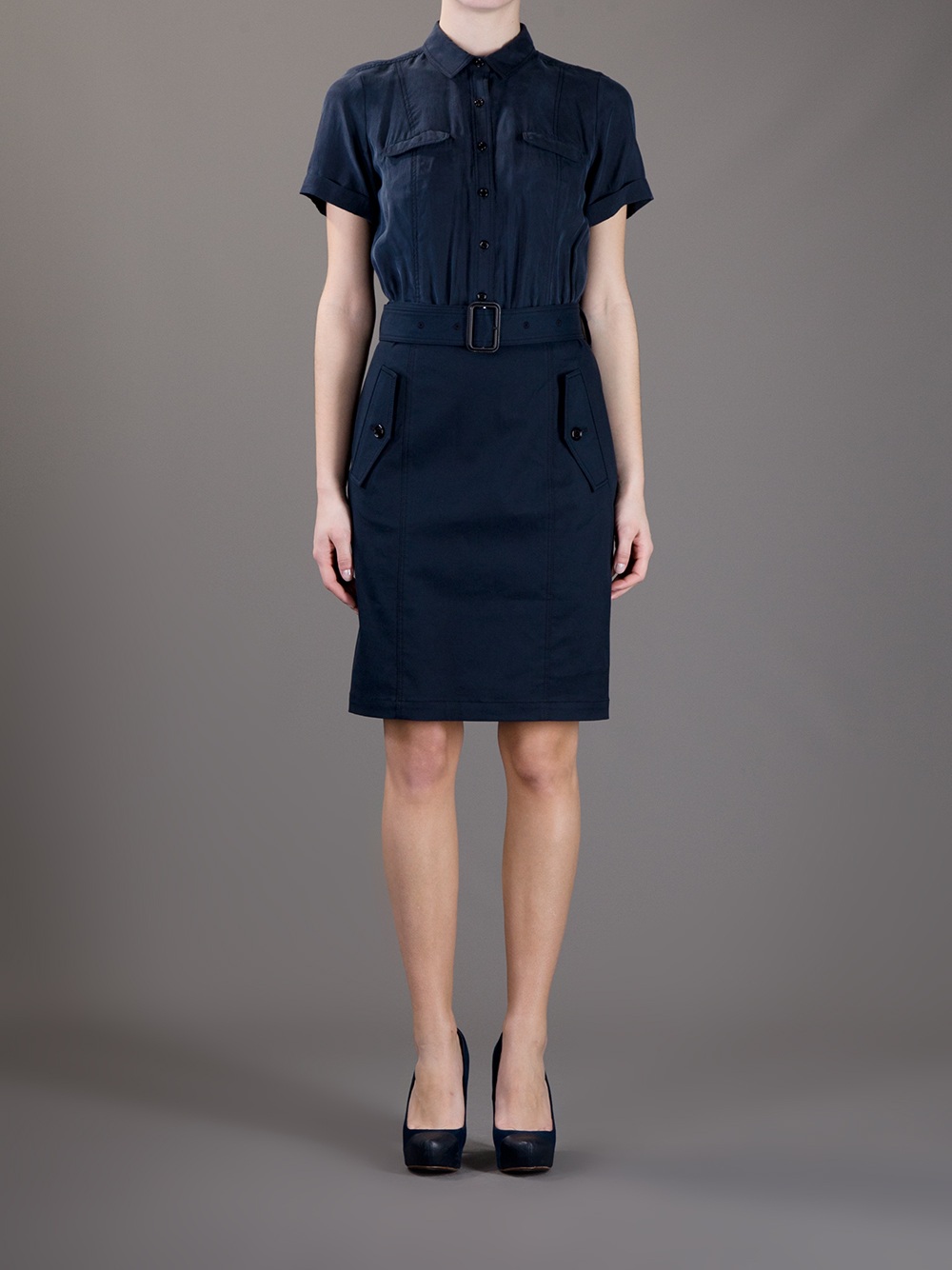 Burberry Brit Belted Shirt Dress in Blue | Lyst