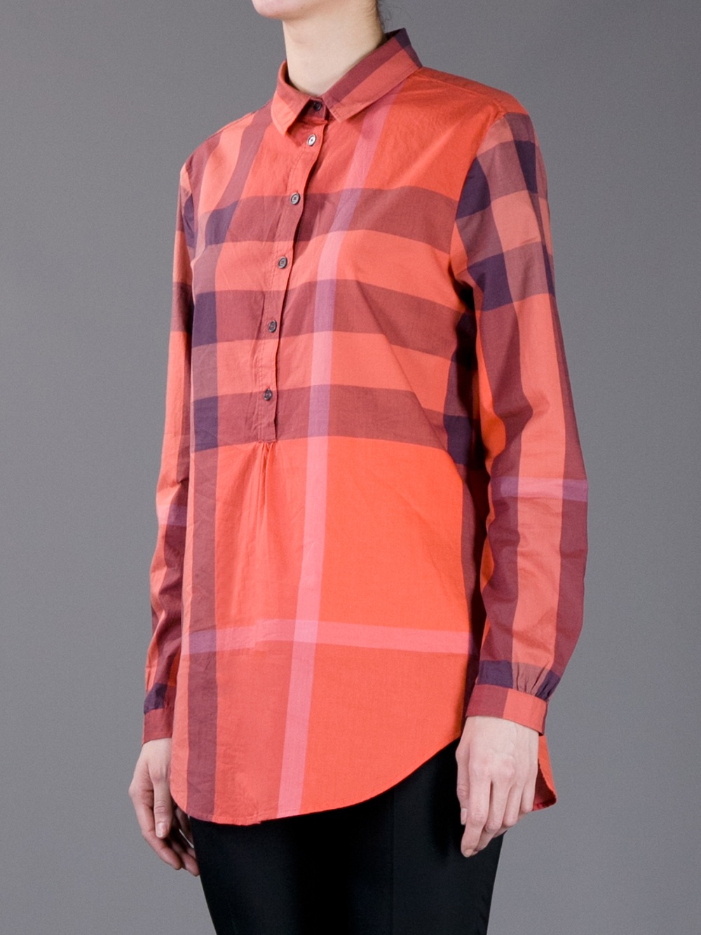 Burberry Brit Check Loose Fit in Orange | Lyst