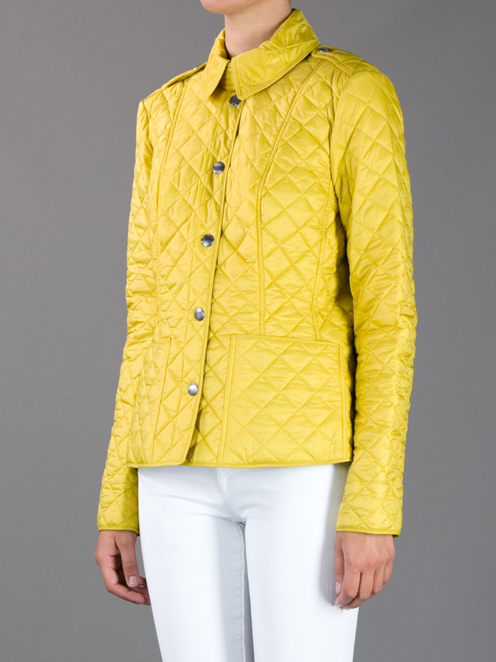 yellow quilted jacket