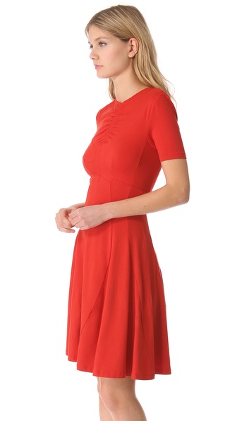 Carven Short Sleeve Jersey Dress in Red - Lyst