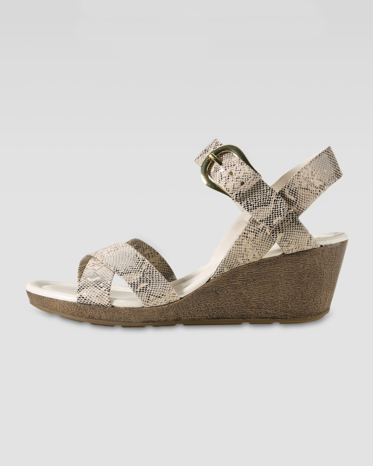 Cole Haan Leather Air Tali  Low Wedge Snakeprint Sandal  Lyst