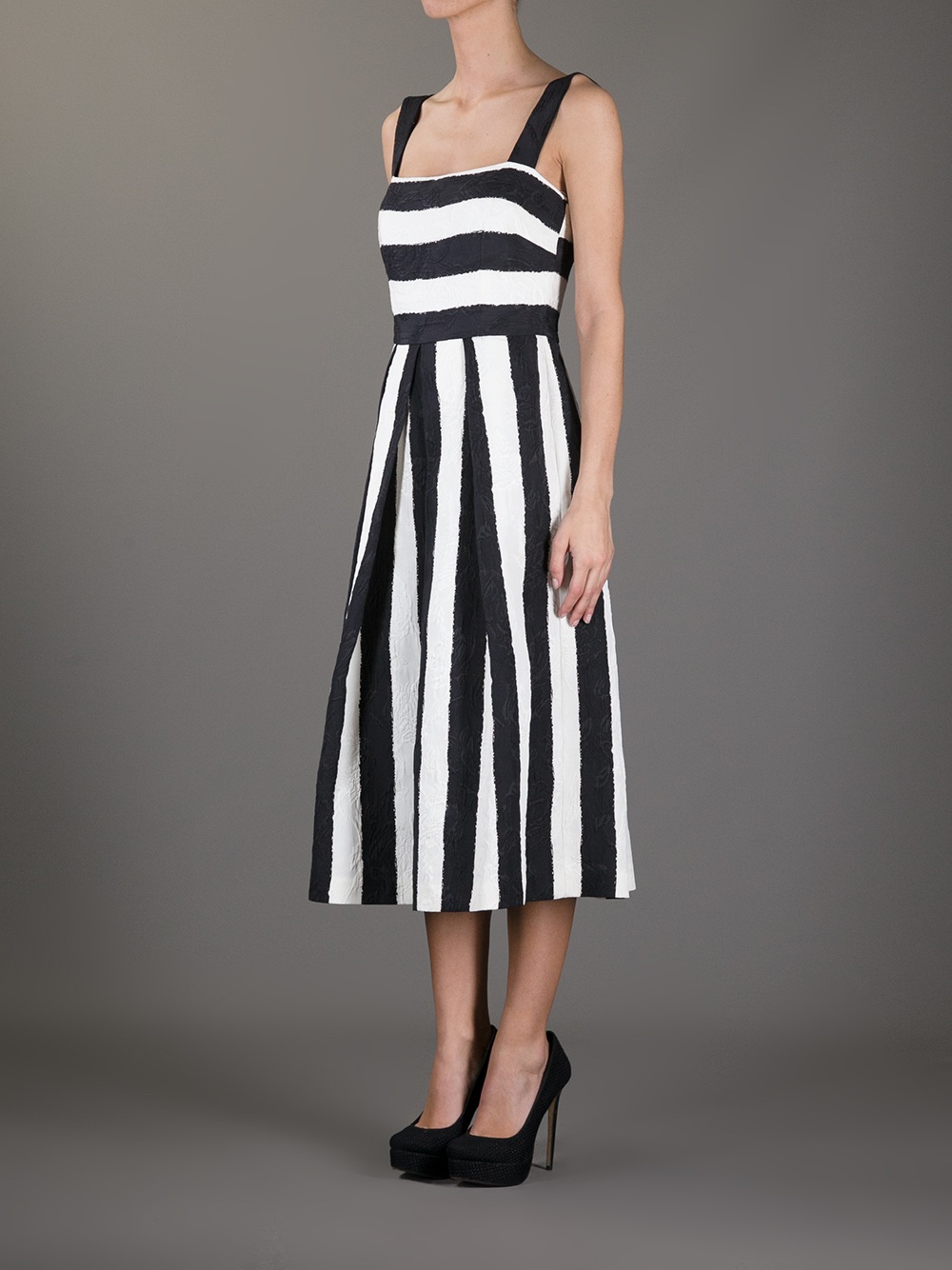 Dolce & Gabbana Striped Dress in White - Lyst