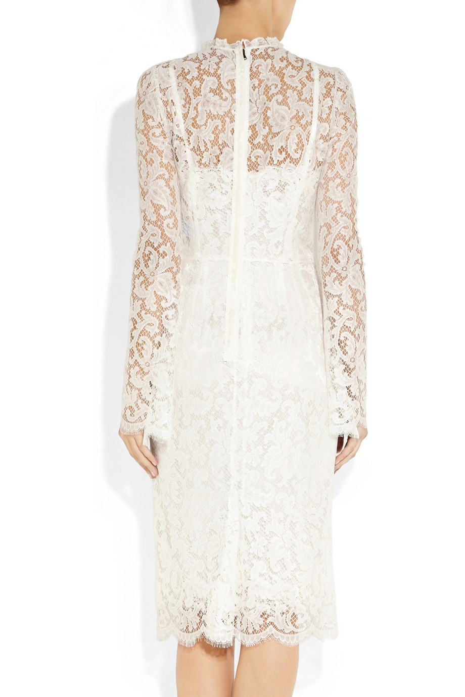 Dolce & Gabbana Scalloped Lace Dress in White - Lyst