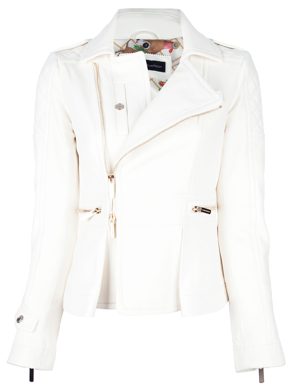 Lyst - Dsquared² Quilted Leather Jacket in White