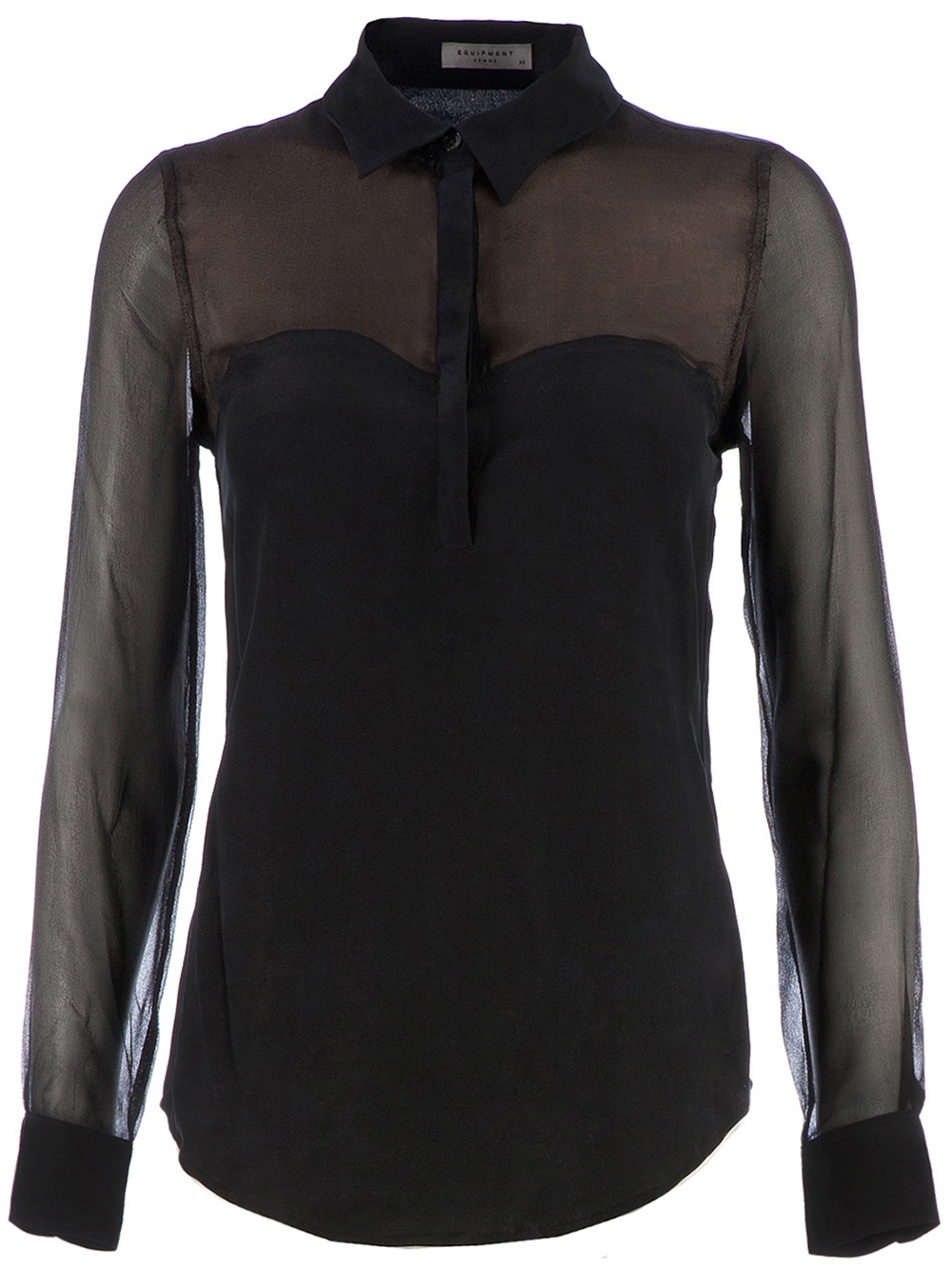 Equipment Sheer Sleeve Blouse in Black | Lyst