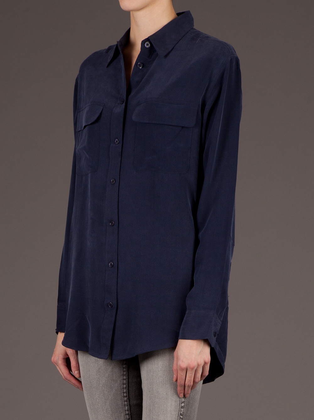 Equipment Silk Shirt in Navy (Blue) Lyst