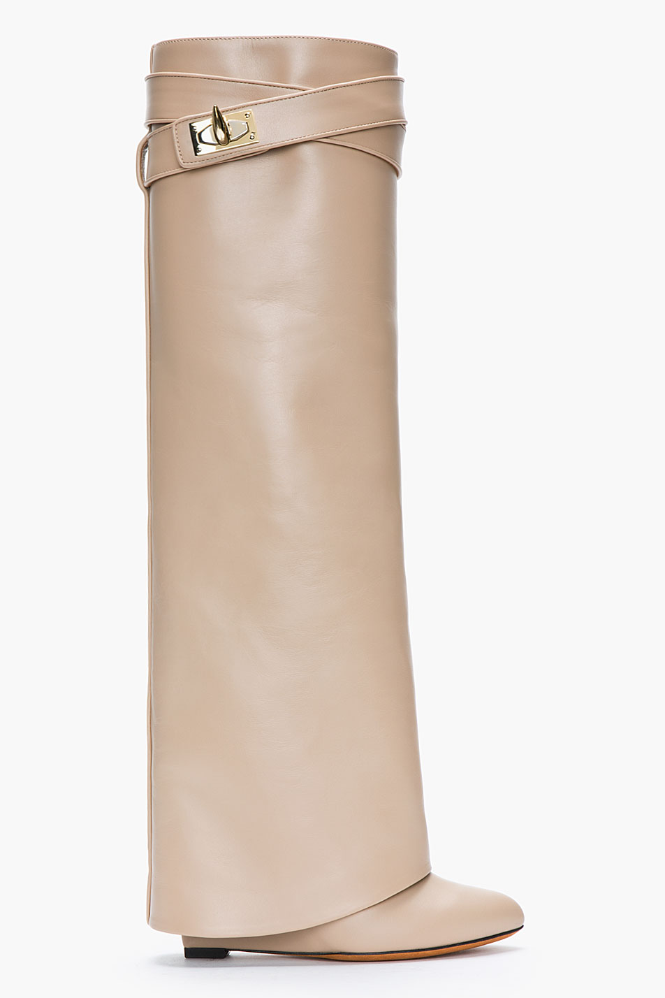 Givenchy Nude Leather Shark Lock Column Wedge Boots in Natural | Lyst