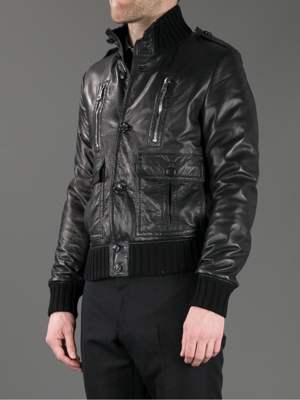 Gucci Leather Jacket in Black for Men - Lyst