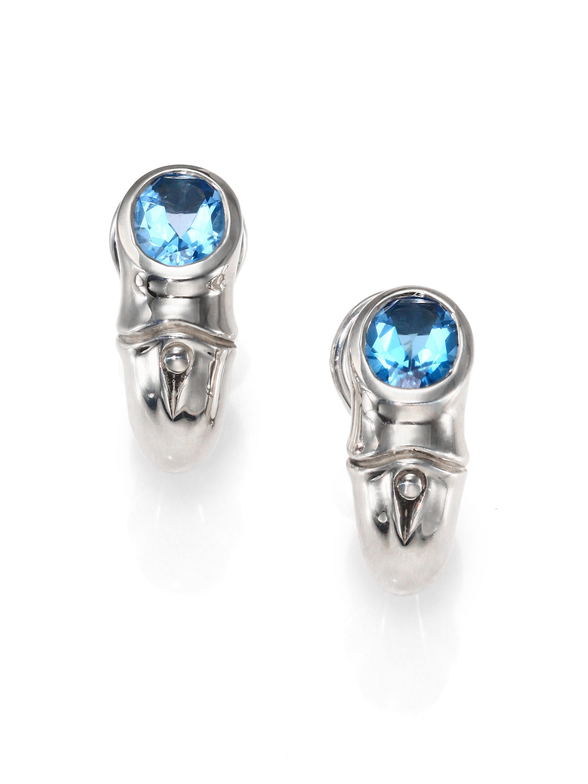 John Hardy Swiss Blue Topaz Sterling Silver Huggie Hoop Earrings - Lyst
