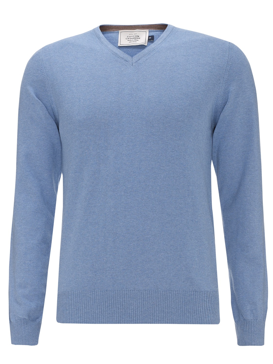 John Lewis Made in Italy Cotton Cashmere Vneck Jumper in Light Blue ...