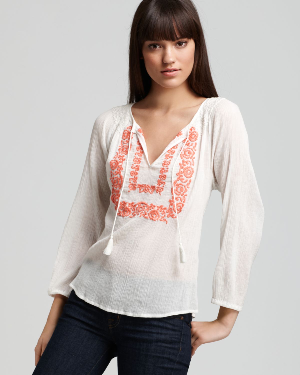 white gauze blouse ladies