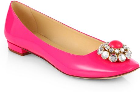 Kate Spade Notion Jeweled Patent Leather Ballet Flats in Pink (LIPSTICK ...