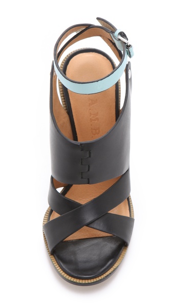 L.A.M.B. Chase Sandals with Lucite Heel 