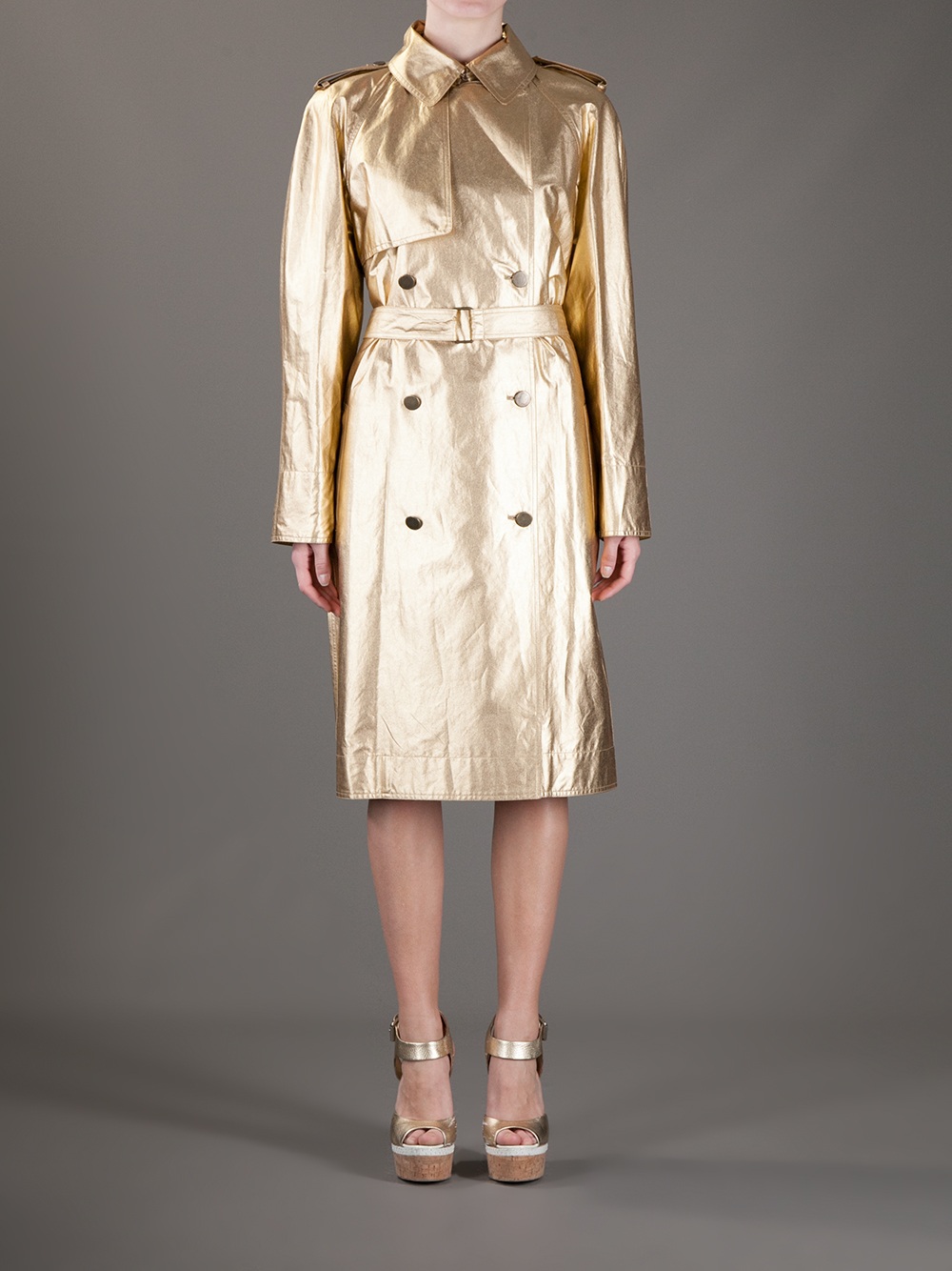 Lyst - Lanvin Metallic Trench Coat in Metallic