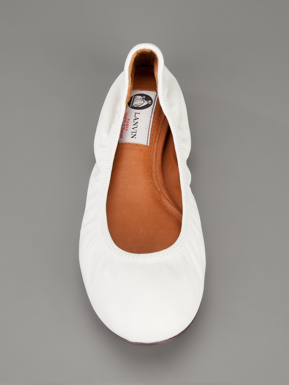Lanvin Round Toe Ballet Flats in White - Lyst