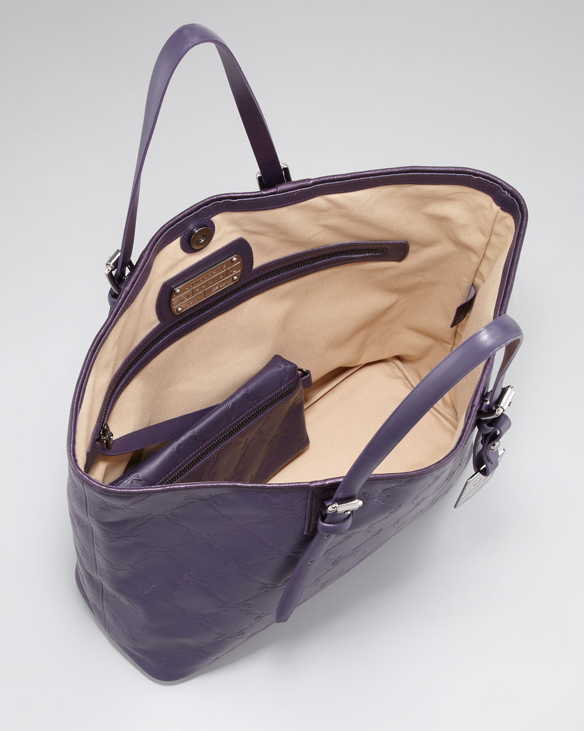 Longchamp Lm Cuir Medium Tote Bag in Purple (DARK PURPLE) | Lyst