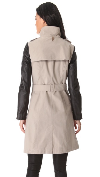 Mackage Avra Trench Coat In Beige Natural Lyst Canada Mackage Avra Trench Coat In Beige, Mackage Trench Coat Leather Sleeves