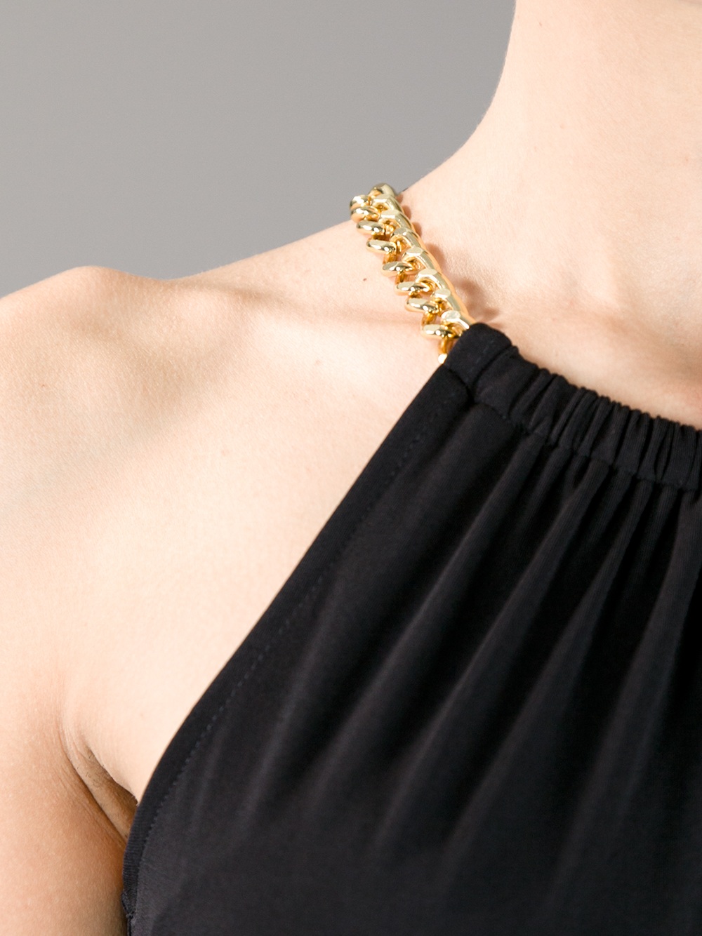 michael kors black dress with gold chain