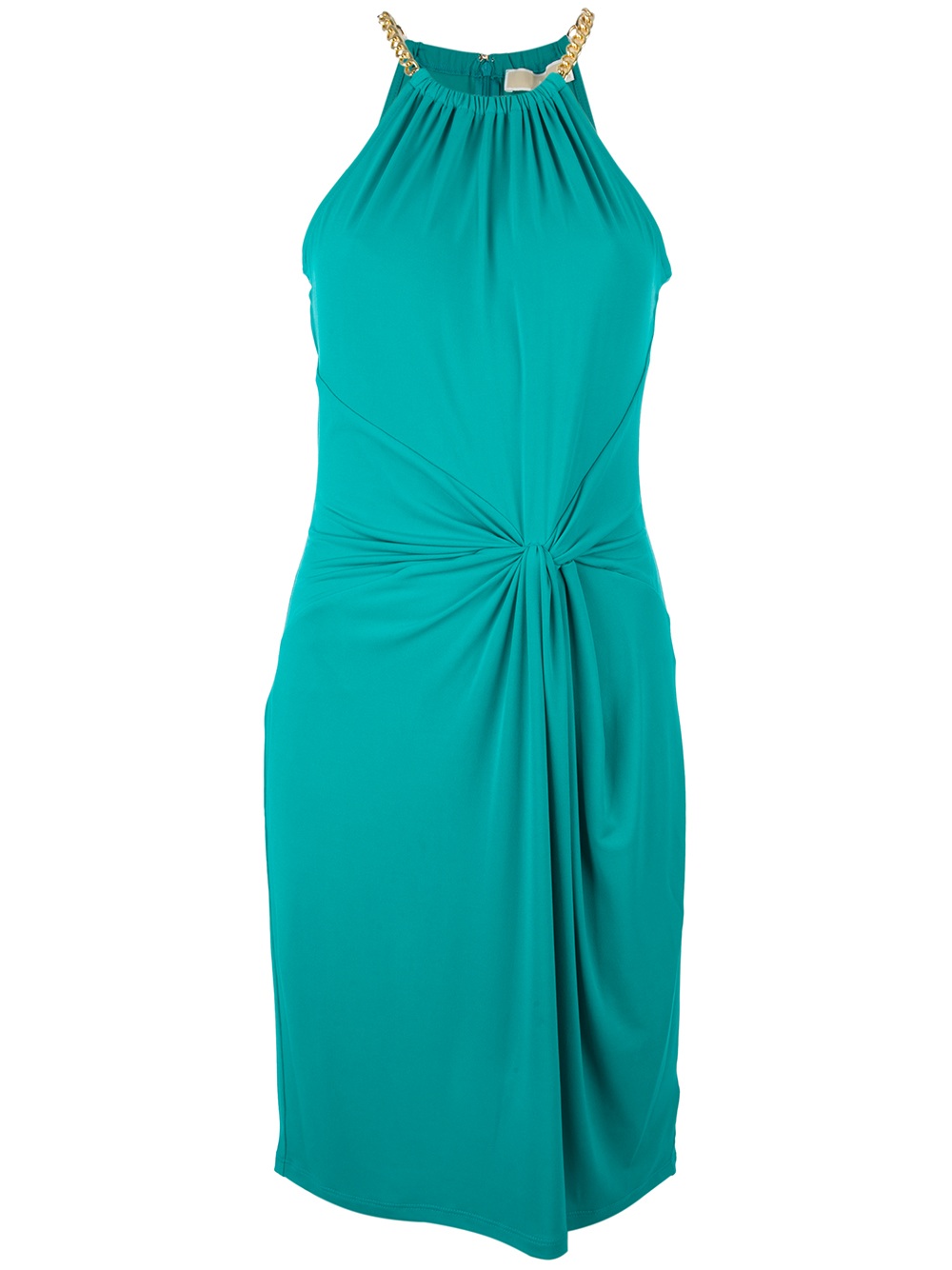 michael kors blue dress with gold chain
