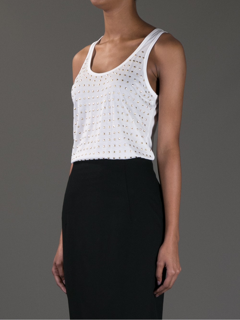 MICHAEL Michael Kors Studded Tank Top in White Lyst
