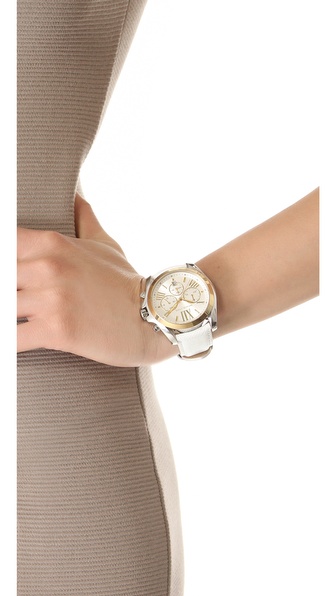 michael kors white leather watch