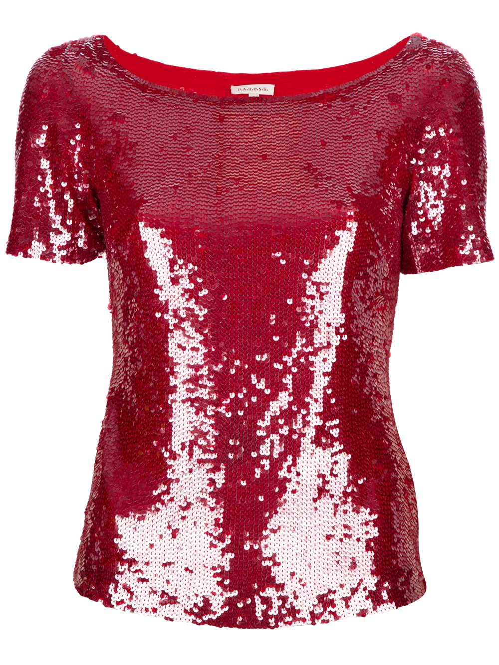 P.A.R.O.S.H. Tulle Sequin Blouse in Red 