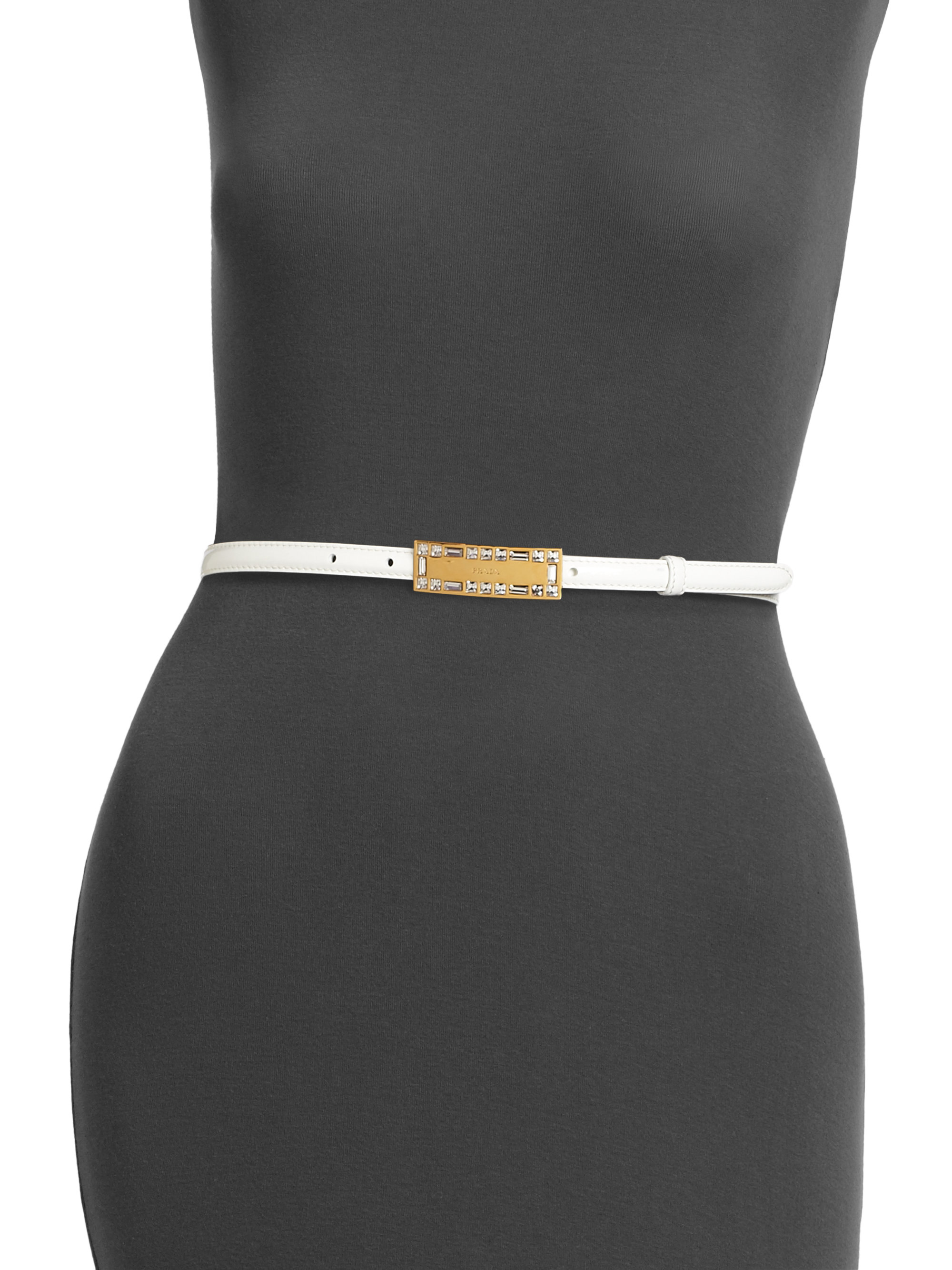 Prada Patent Leather Belt in White | Lyst  