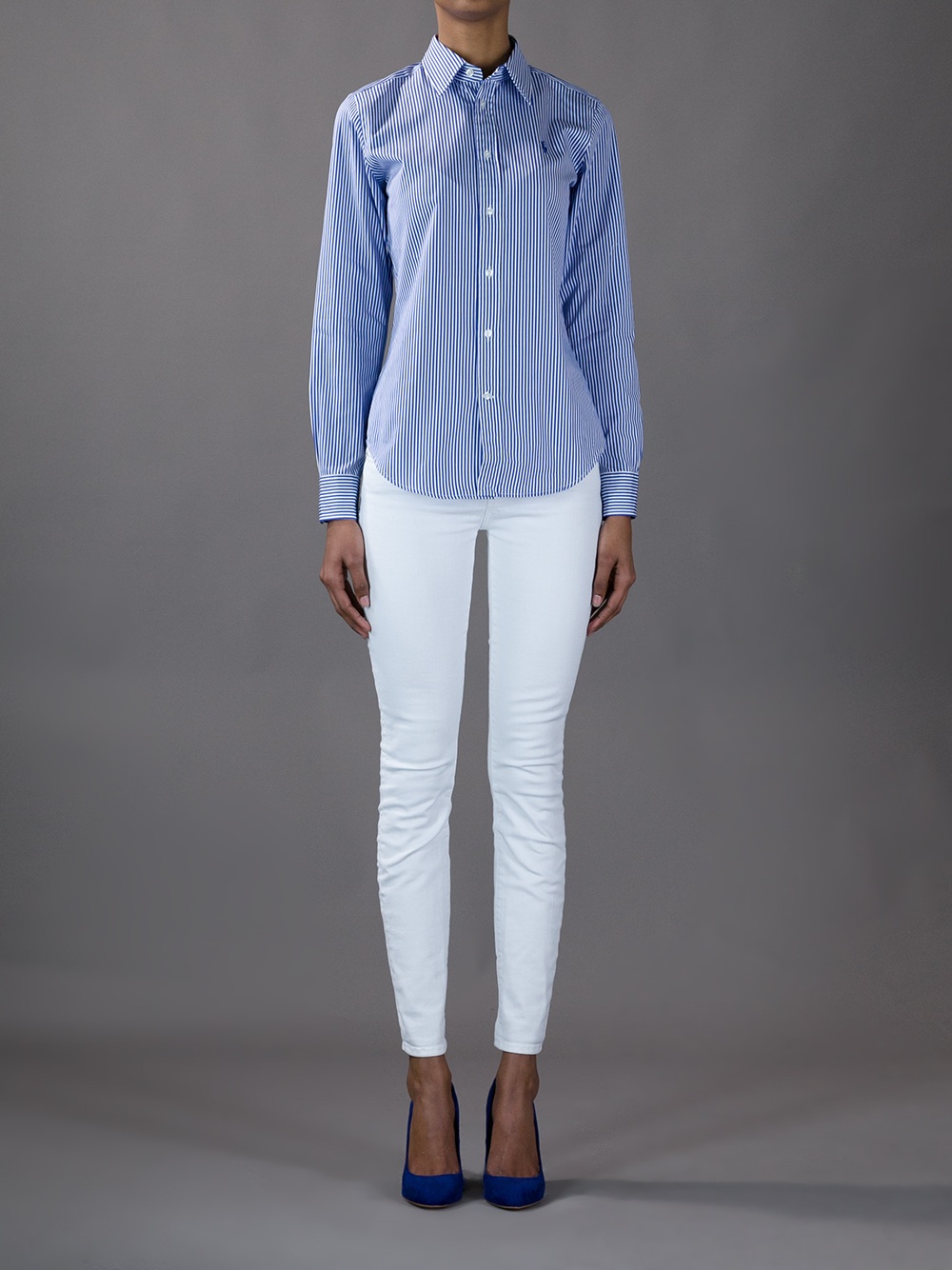 ralph lauren blue striped shirt ladies