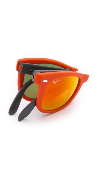 aardappel Geen Zuinig Ray-Ban Folding Wayfarer Sunglasses in Orange | Lyst