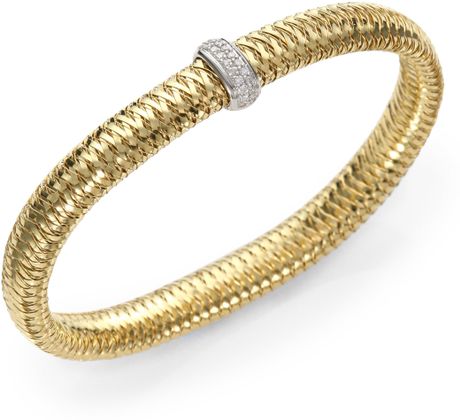 Roberto Coin Primavera Diamond & 18K Yellow Gold Medium Woven Bracelet ...
