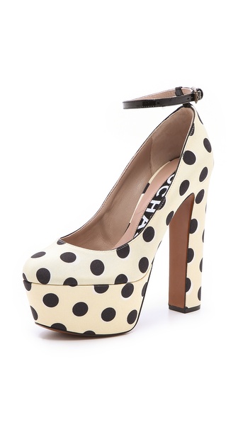 polka dot platform heels