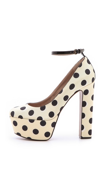 polka dot platform heels