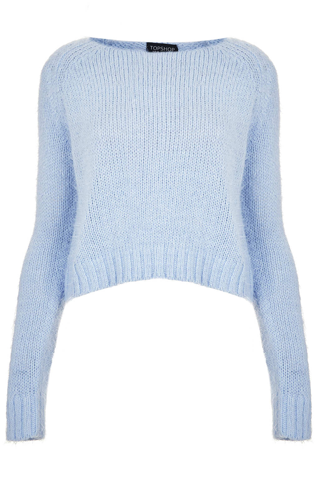 blue cropped knitted jumper
