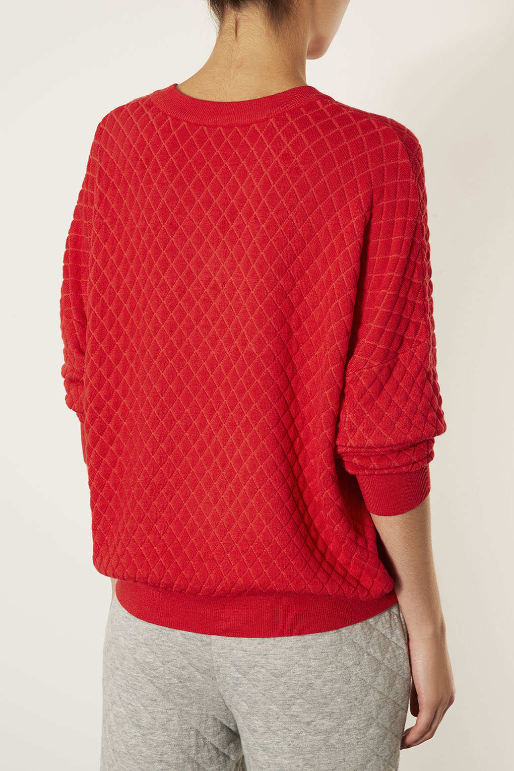 Lyst Knitted Quilted Sweater in Red