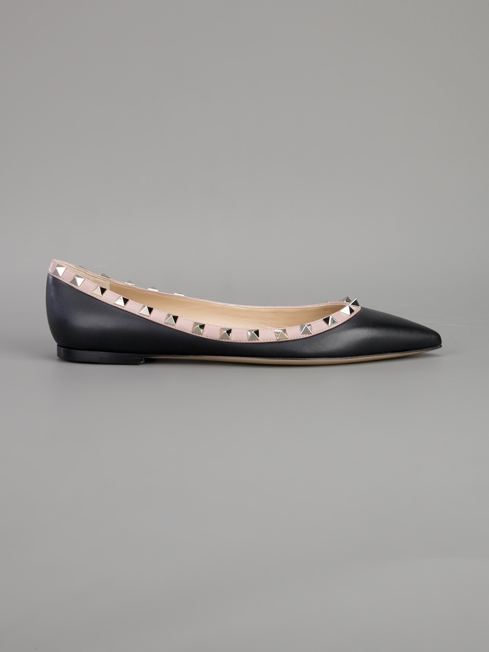 Valentino Studded Flat Shoe in Black | Lyst