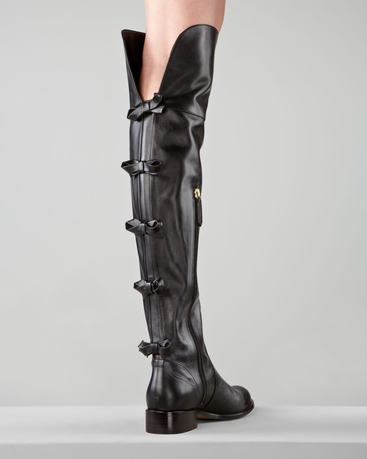 Valentino Flat Over the knee Boot in Black | Lyst