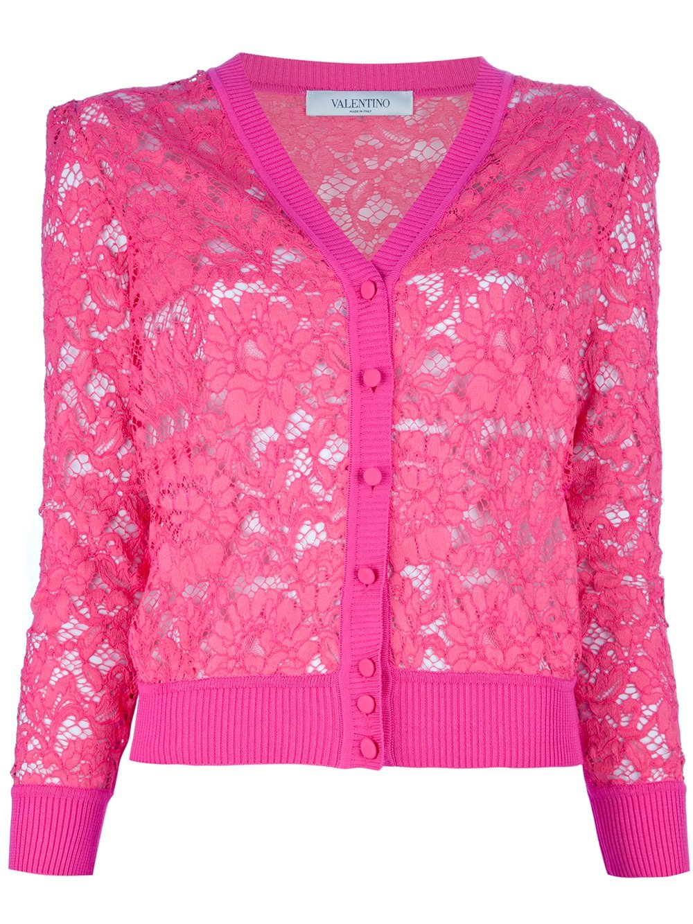 Valentino Sheer Lace Cardigan in Pink Lyst