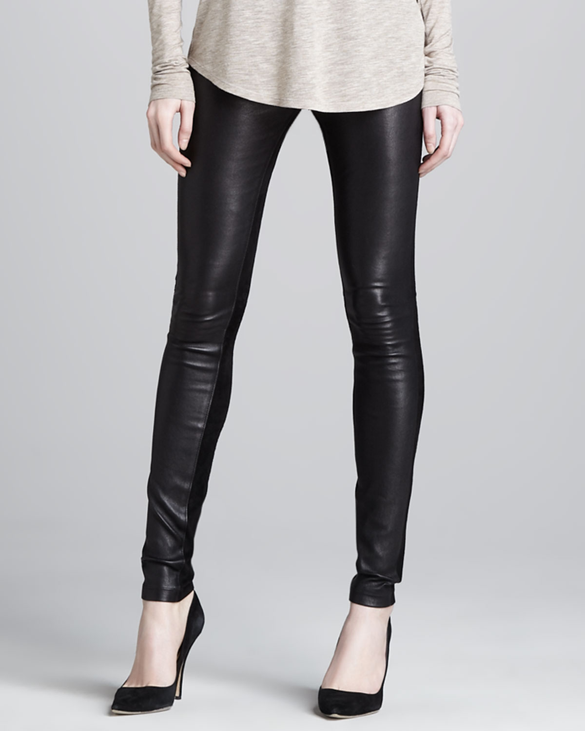 skinny black leather jeans