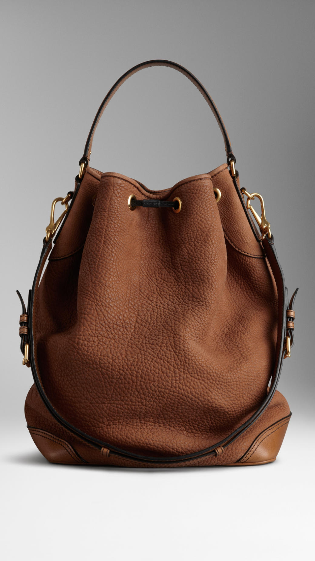 Burberry Large Nubuck Leather Hobo Bag in Brown | Lyst