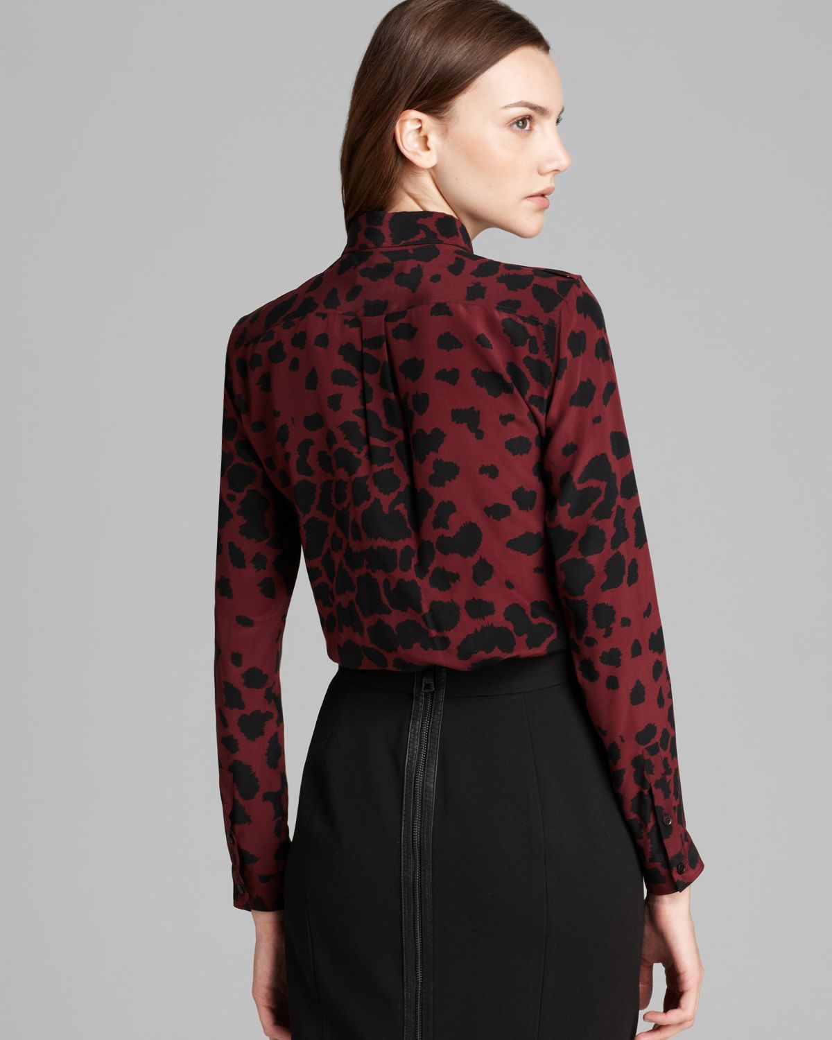 Lyst - Burberry Blouse Deep Claret Leopard in Red
