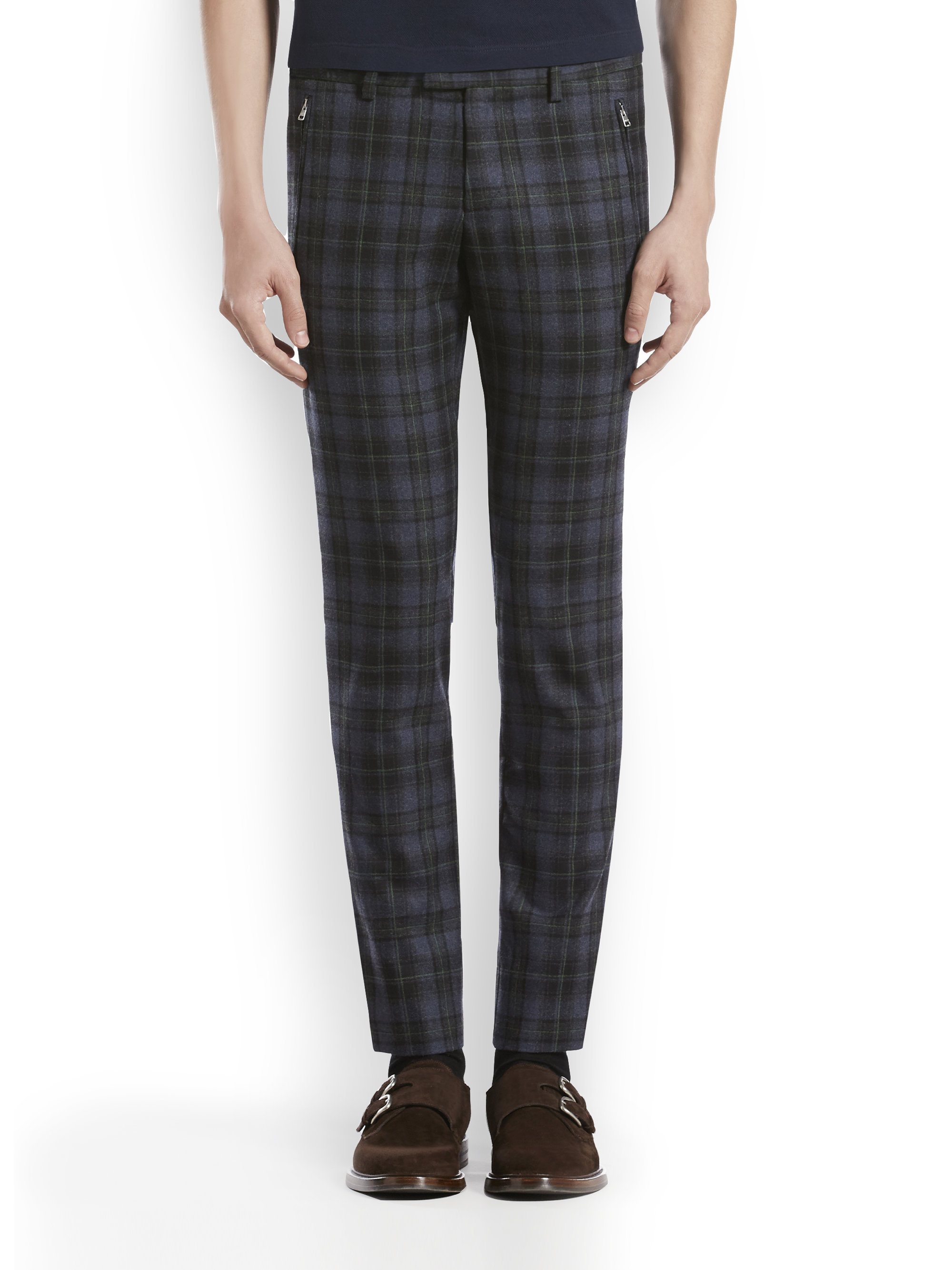 Gucci Plaid Trousers in Blue for Men | Lyst