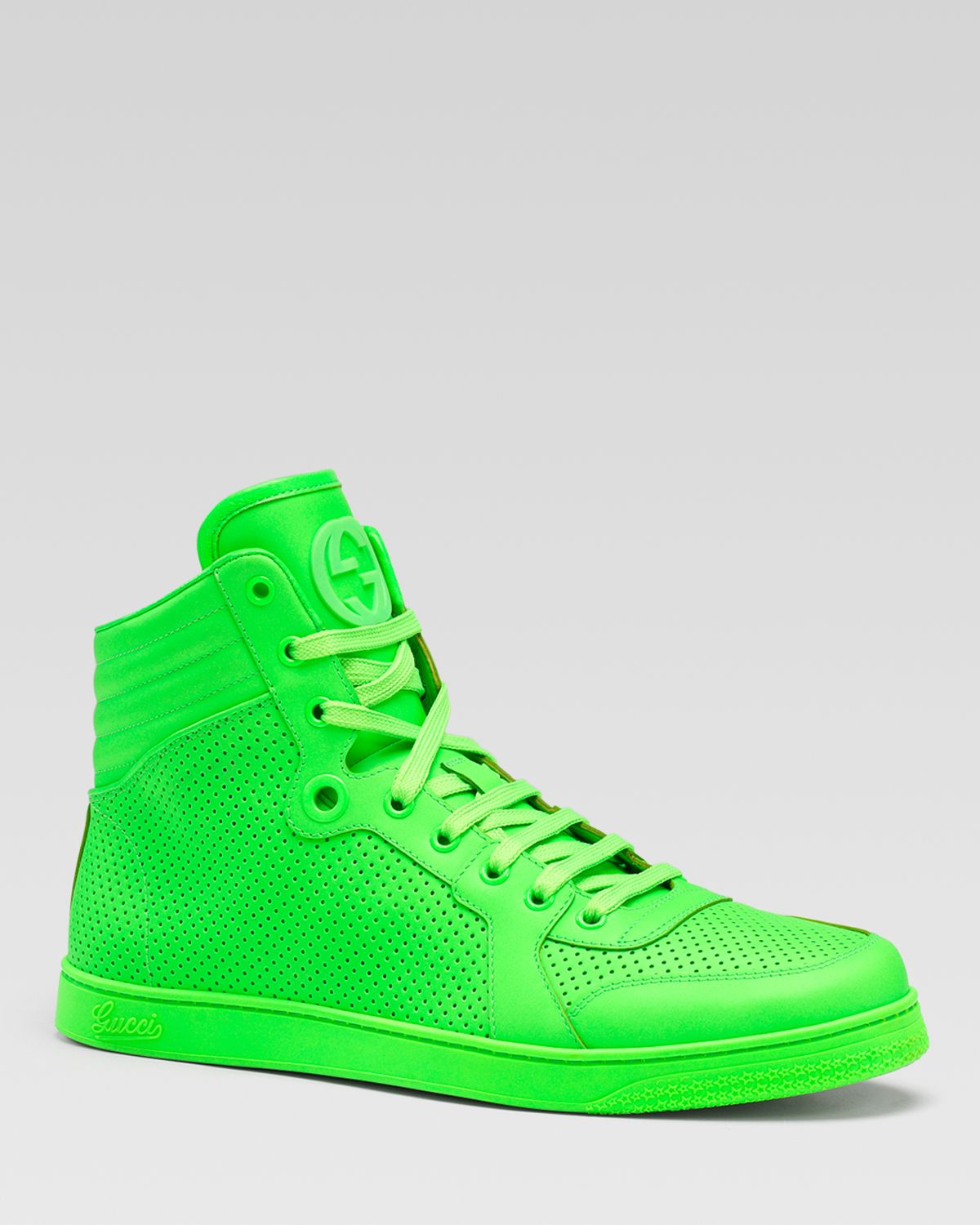 Gucci Coda Neon Leather Hightop Sneakers in Green for Men | Lyst