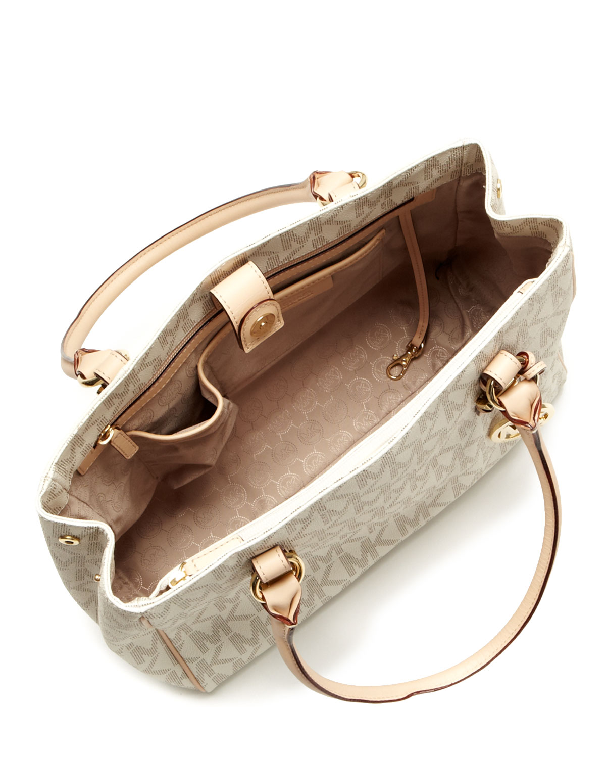 Michael Kors Jet Set Travel Mk Logo Small Tote Vanilla