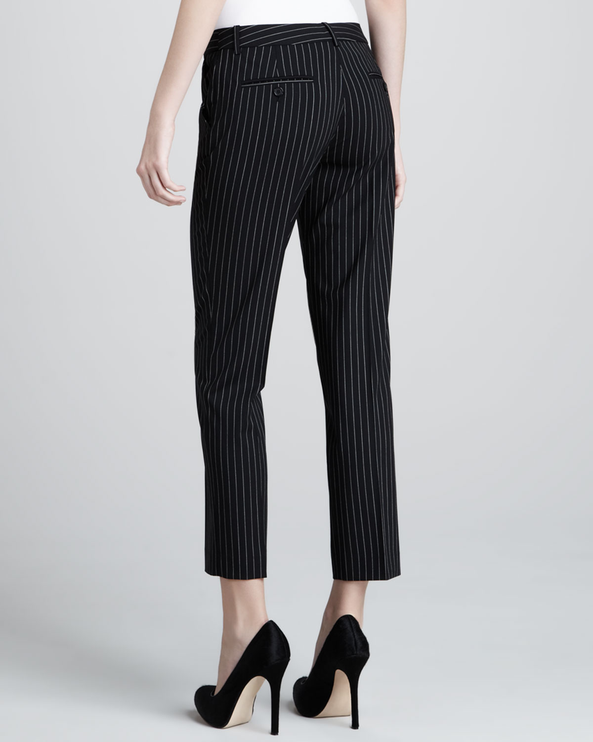 womens black and white pinstripe pants