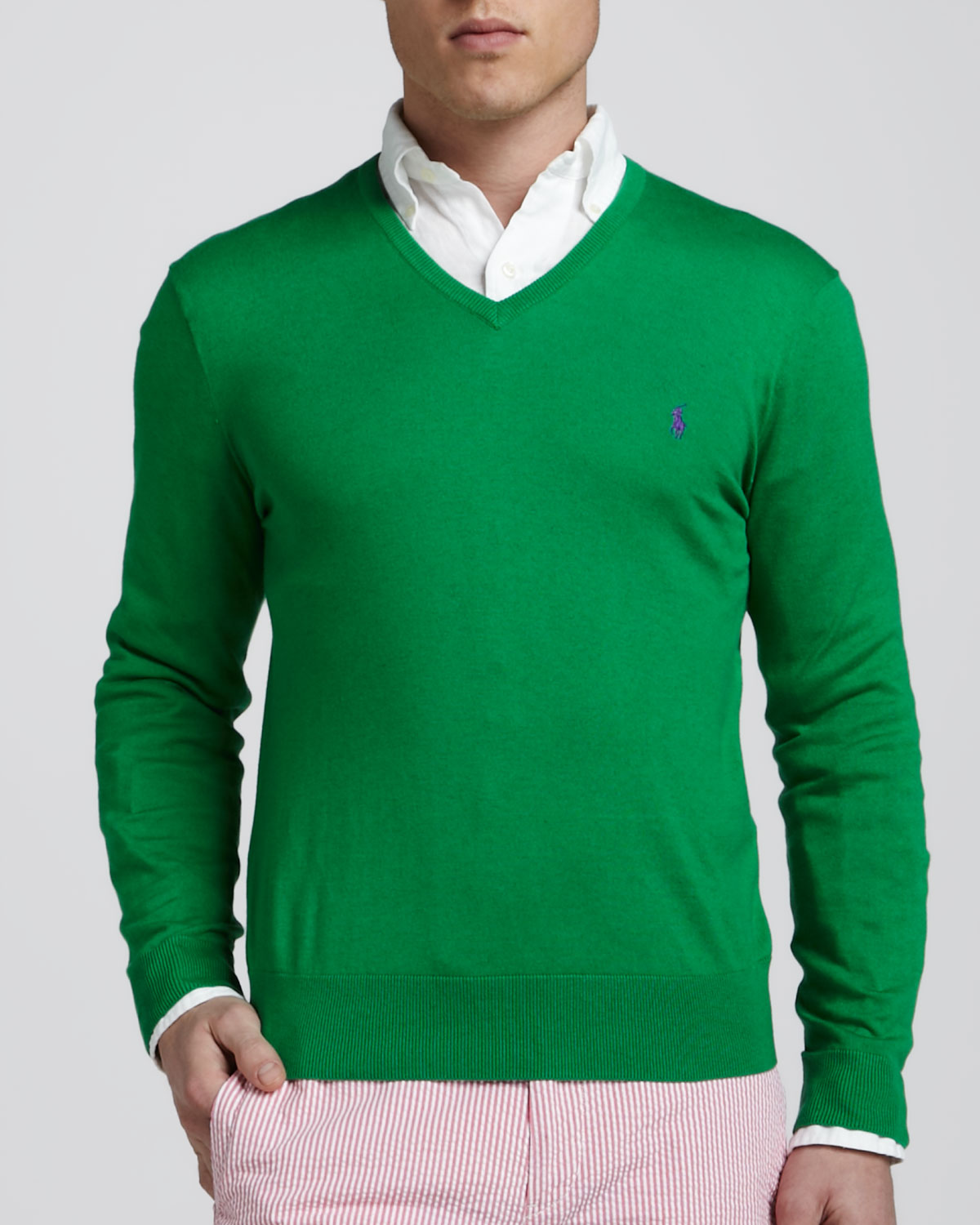 Polo ralph lauren V-neck Cotton cashmere Sweater Crosby Green in ...