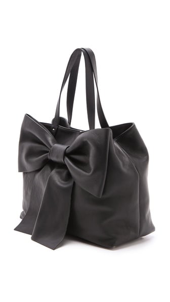 Red Valentino Womens Black Bows Decorated Tote Shoulder Bag