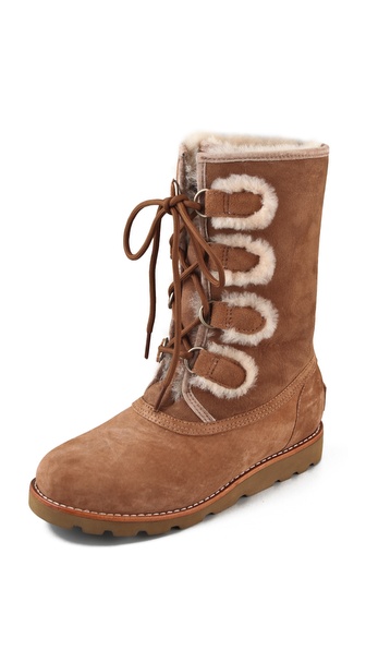 UGG Rommy Lace Up Boots in Brown | Lyst