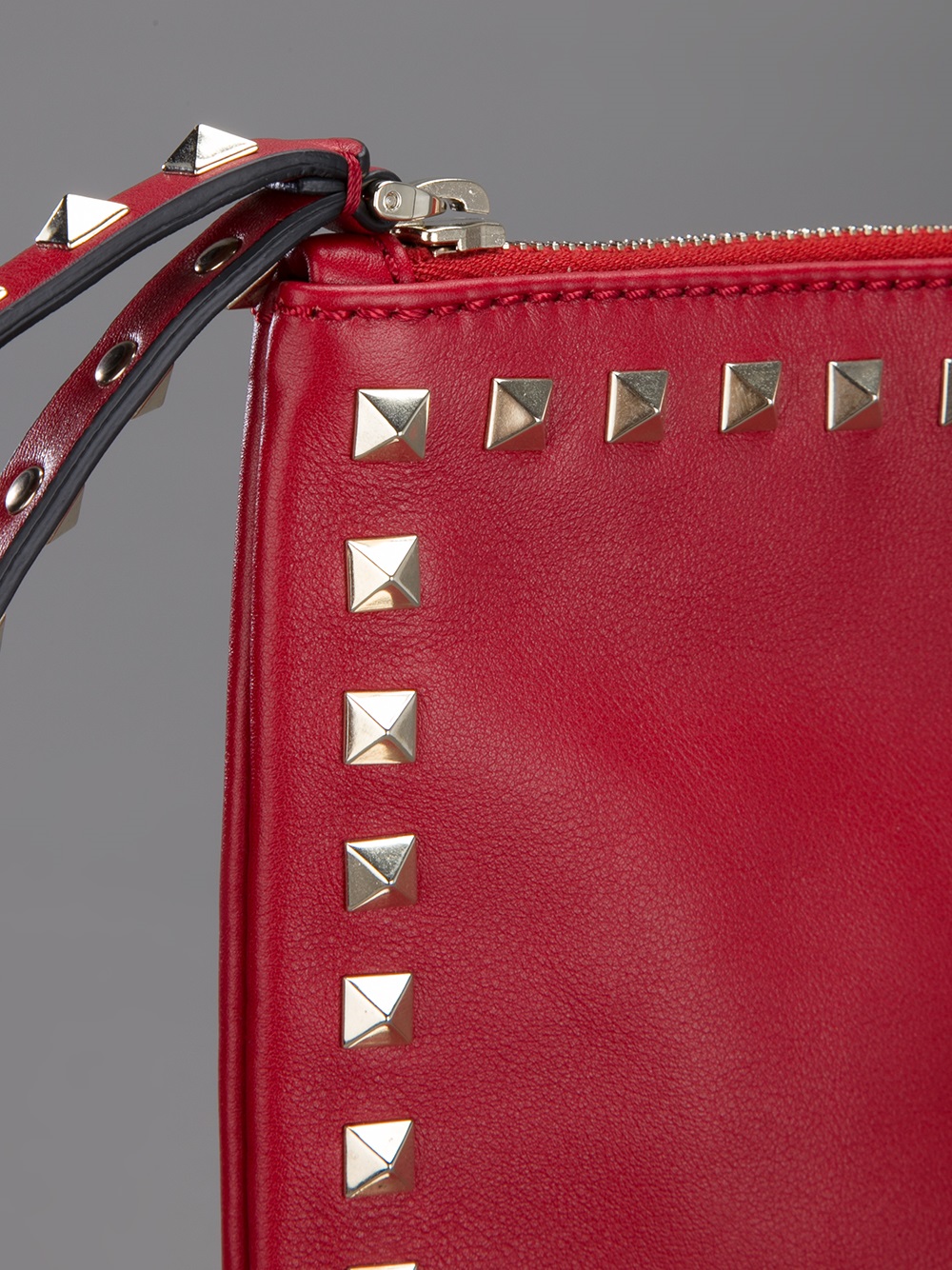 Valentino Large Rockstud Clutch in Red - Lyst